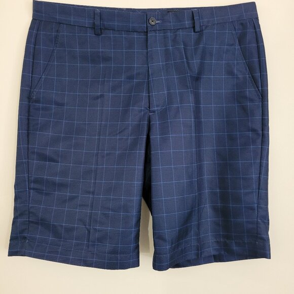 Greg Norman Collection Blue Plaid Men's Hybrid Shorts - Picture 1 of 15
